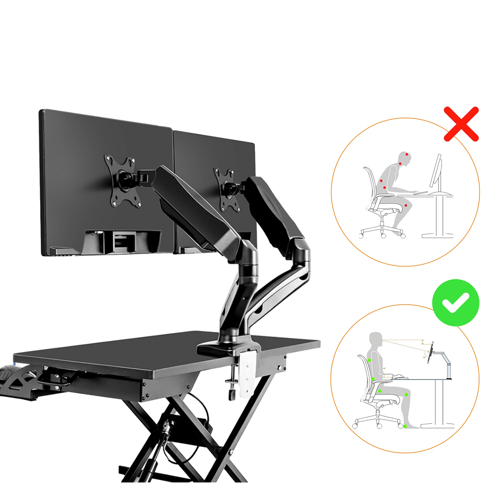 Gasveer Monitor arm voor twee schermen - FM-SPM2 - Douxe