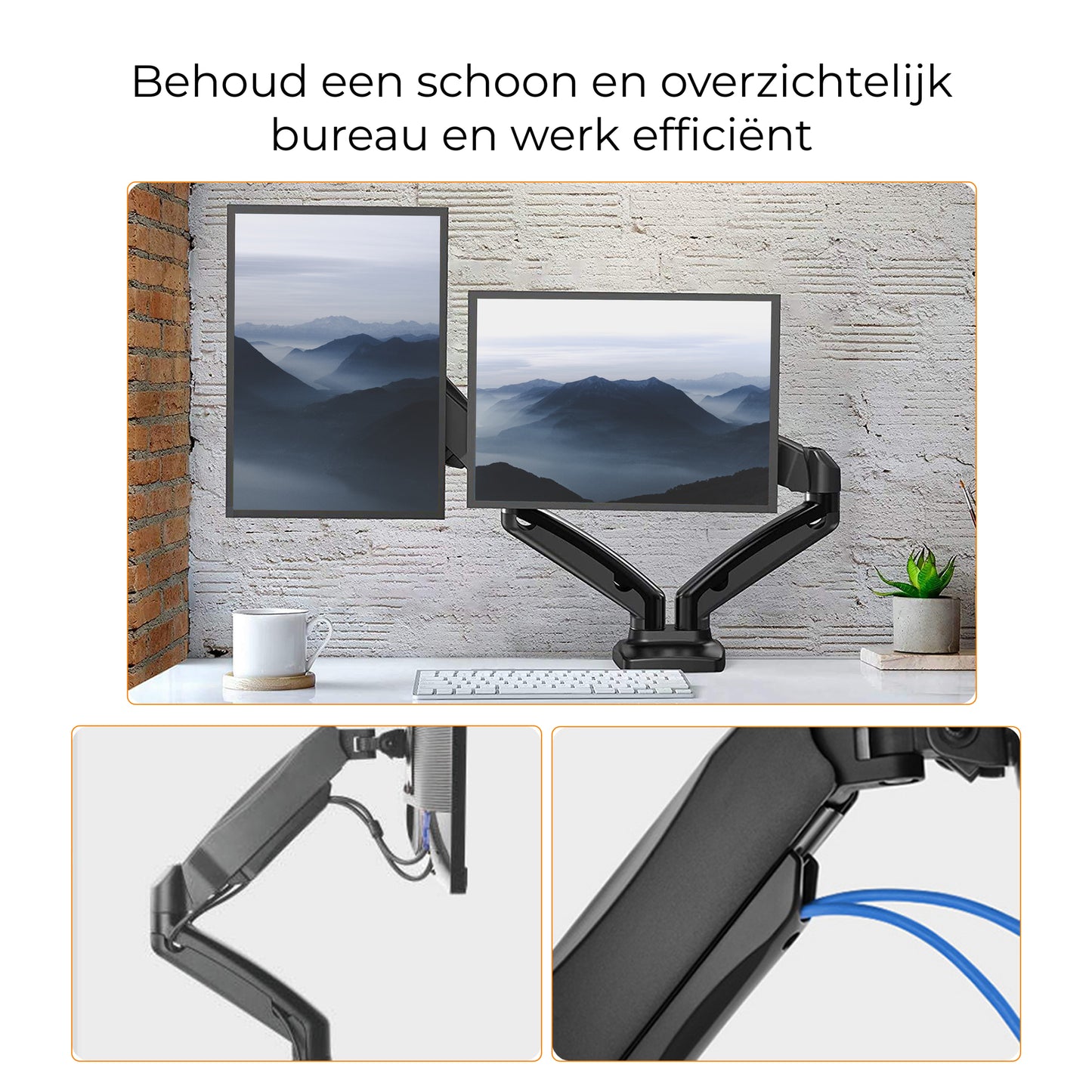 Gasveer Monitor arm voor twee schermen - FM-SPM2 - Douxe