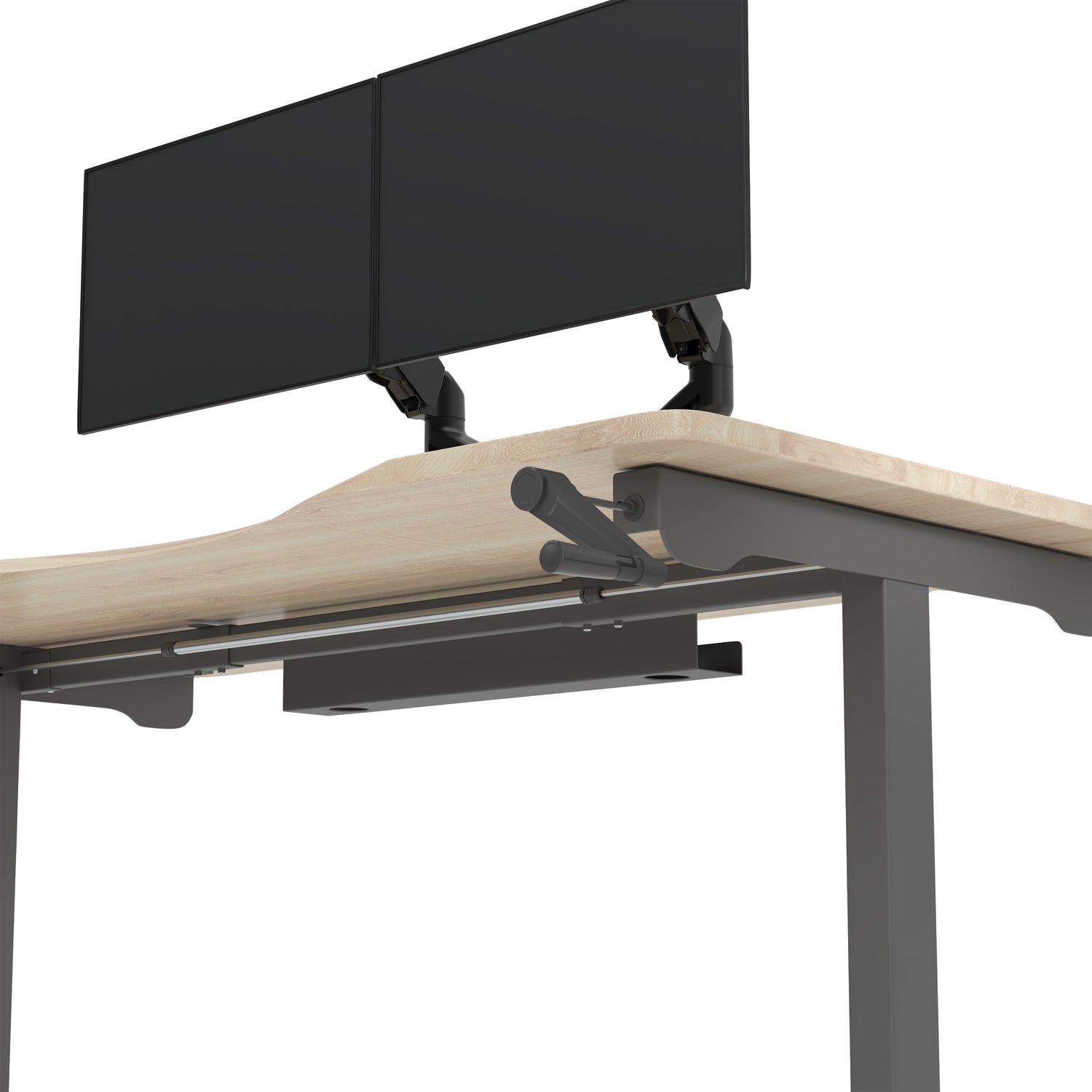 Douxe ZSB1 zit sta bureau met kabelgoot voor kabels en monitorbeugels en een kabeltray