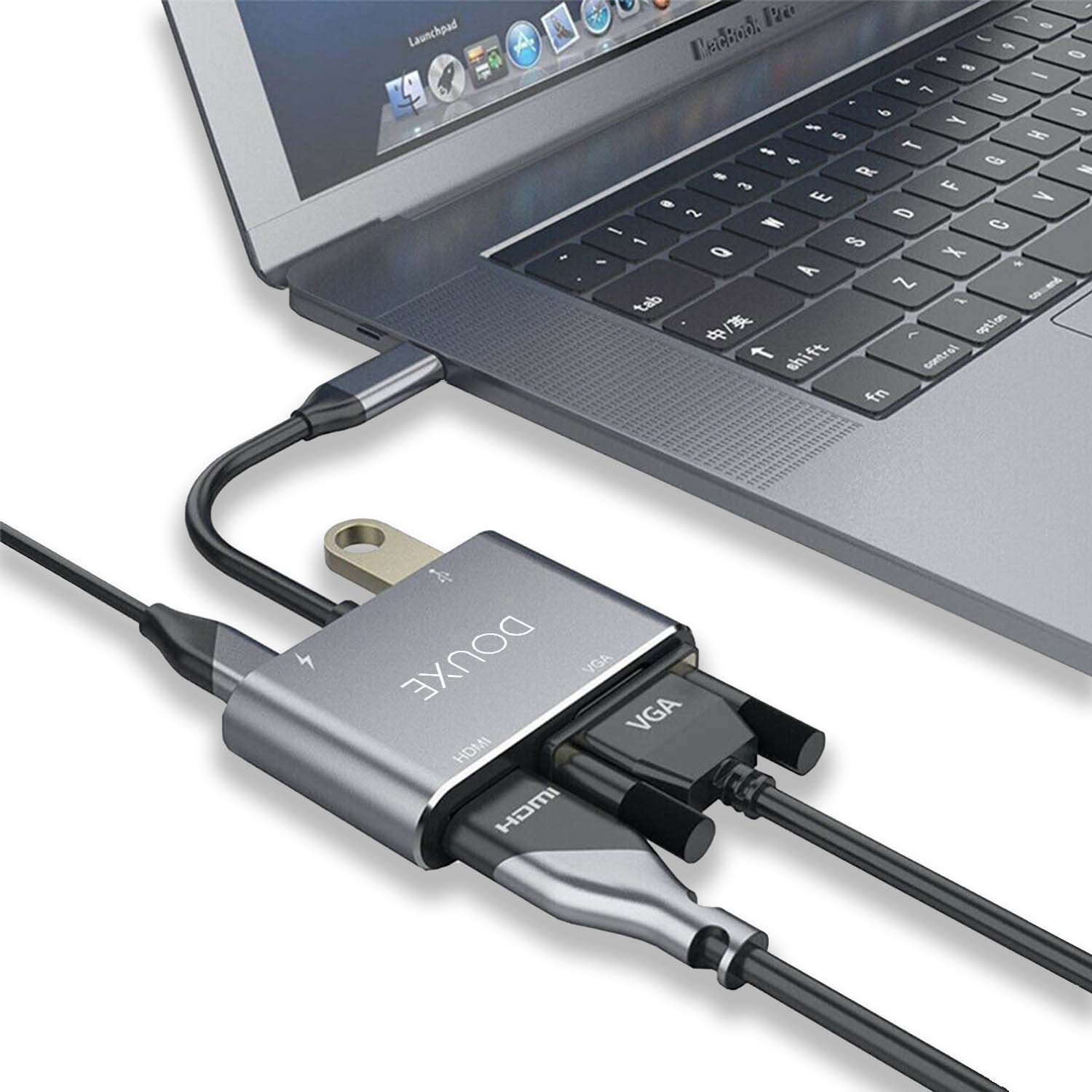 I4 - USB-C hub to HDMI, VGA, USB A 3.0 and USB-C 3.1 – Douxe