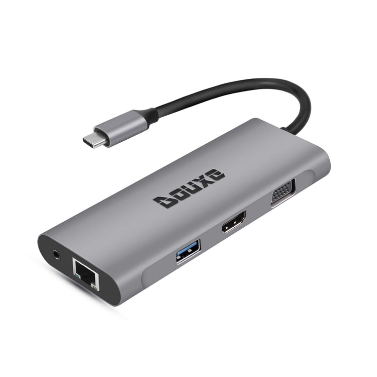 Douxe USB-C hub naar HDMI, USB-A, SD & TF, USB-C, VGA, RJ-45 en 3.5mm Jack